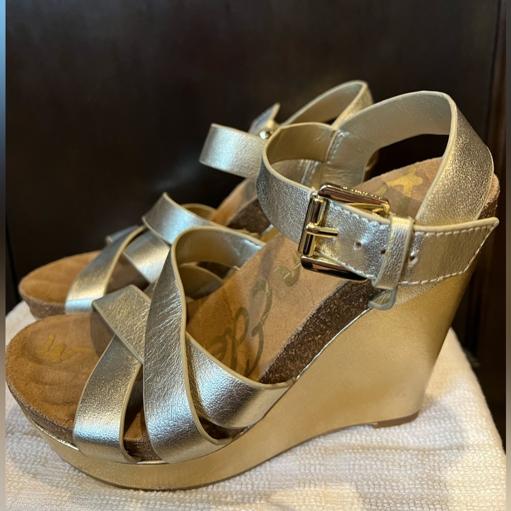 GUC Sam Edelman Nelson wedges- Gold platform strappy sandals